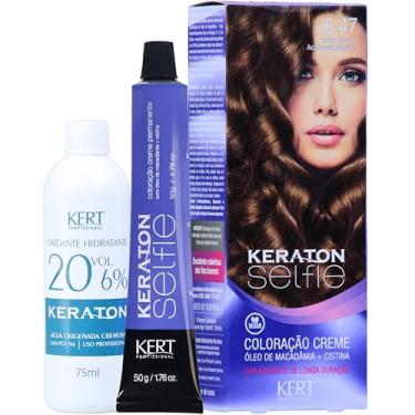 Imagem de Keraton Coloração Permanente Em Creme Para Cabelos Com Cistina E Óleo De Macadâmia Selfie 50G Nº 6.47 Louro Escuro Acobreado Marrom