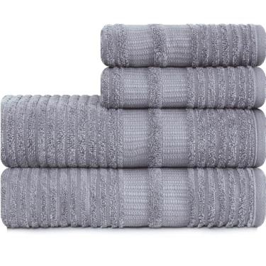 Imagem de Jogo de Toalhas 4 Peças Banhão e Rosto 100% Algodão - Brisa - Karsten (Cinza)