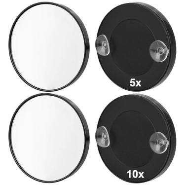 Imagem de Tbestmax 4 peças de espelho de ampliação 5X 10X, pequeno espelho de maquiagem com ventosa de viagem, 8,9 cm