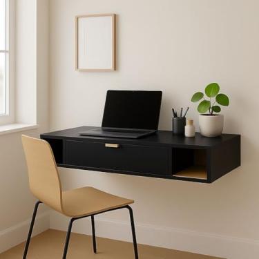 Imagem de Penteadeira Suspensa com Portas e Nichos Versatta – Design Moderno e Tampo Amplo para Quarto ou Closet (Preto/Nature)