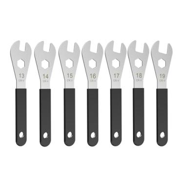 Imagem de Vaasee Conjunto de chaves de cone de cubo fino de 7 peças, aço Cr-V + Ni-Cr chapeamento de Ni-Cr ferramenta de remoção de porca de eixo de roda super rígido, conjunto de chaves ultrafinas de 13 a 19