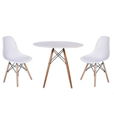 Imagem de Mesa Jantar Eiffel 100cm Branca e 02 Cadeiras Charles Eames