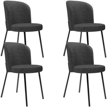 Imagem de Kit 4 Cadeiras Sala De Jantar Estofada Gavi L02 Linho Cinza Escuro
