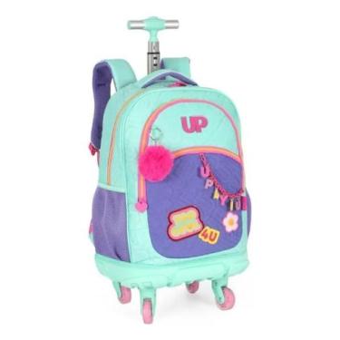Imagem de Mochila Rodinhas Com Led Feminina Rock Star Notebook Up4you Azul Geomé