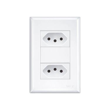 Imagem de Tomada Dupla Fame Evidence 2p+t 10a Com Placa 4x2 Branco