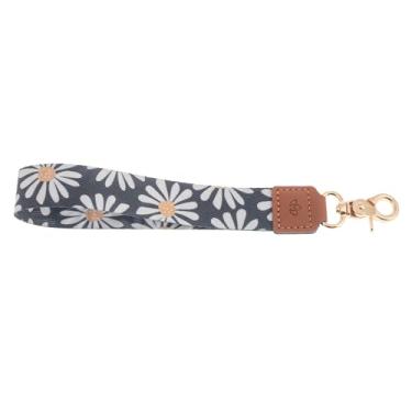 Imagem de Karma, Chaveiros femininos com cordão, chaveiro de pulso floral feminino, porta-chaves com alça de pulso para trabalho para carteiras de chaves, margarida