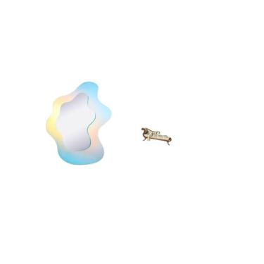 Imagem de Fenteer Espelho de Maquiagem Ondulado em Acrílico, Espelho Decorativo Moderno para Banheiro, Decoração de Parede, Modelo de Sofá em Miniatura, Sofá-cama de Ma