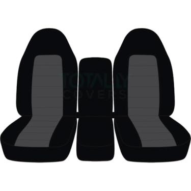 Imagem de Totalmente compatível com capas de assento de caminhão Dodge Ram de dois tons 1994-2002 (2ª geração) (40/20/40 banco dividido) com console central – frente (21 cores) com cintos integradosTotally Covers With Integrated Seat Belts cinza TCCSCTT26-23-9402DRISB-CO