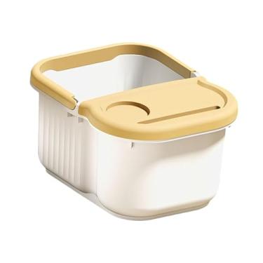 Imagem de OIIBWQ Banheira para pés com tampa, uso doméstico, pedicure, imersão para pés, com pontos de massagem, Branco Amarelo, S