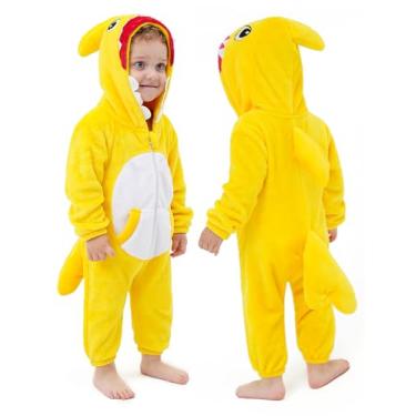 Imagem de DILUFUN Baby Infant Boys Girls Shark Onesie Costume,Toddler Halloween Cosplay Onesie Costume,Funny Warm Dress Outfit 3-36months