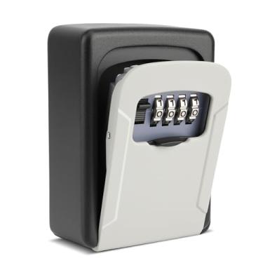 Imagem de AMMIY Caixa de bloqueio de chave, caixa de armazenamento de chaves montada na parede para chaves, grande caixa de bloqueio de chave redefinível com código de combinação para casa, escritório, chaves
