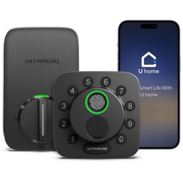 Imagem de ULTRALOQ Bolt Smart Lock, Wi-Fi integrado, Matter Over Thread, funciona com Apple Home, Alexa, Google, fechadura de entrada 7 em 1 sem chave com ID de impressão digital, aplicativo, teclado, controle