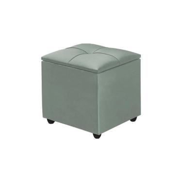 Imagem de Puff Baú Decorativo Cristal 40x40 Estofado Veludo Cinza