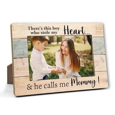 Imagem de DRWJPAT Porta-retrato para mãe, presente de filha e filho, Natal, aniversário, Ação de Graças, Dia das Mães, 10 x 15 cm, lembrancinhas de decoração de madeira para mamãe -A09