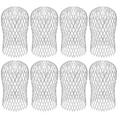 Imagem de 8 peças de proteção de filtro de calha, capa de alumínio de malha expansível, evita detritos e entrada de folhas, proteção animal, serve para calhas de 5 a 10 cm, fácil instalação DIY