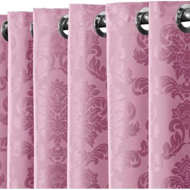 Imagem de Cortina para sala,Cortina Premium Para Sala e Quarto Jacquard Estampada 1,30 X 2,00 Metros Ideal para Janela Semi Blackout(Rose)