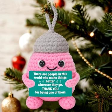 Imagem de Enfeite de agradecimento de crochê feito à mão 2025 – decoração de Natal de gratidão para colegas de trabalho, professores, chefe, amigos, família, presente de lembrança de agradecimento, mesa