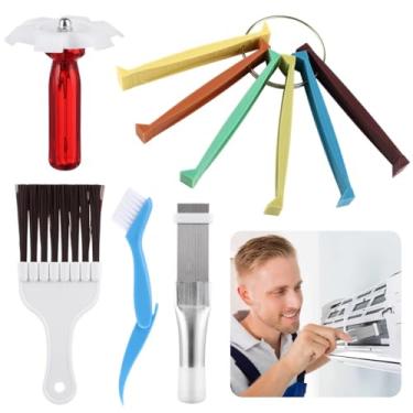 Imagem de Kit de limpeza de barbatana AC, conjunto de 5 peças, pente Fcr6, escova de radiador, alisador de aço inoxidável para bobinas AC e evaporador