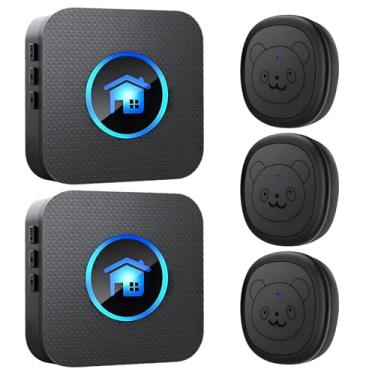 Imagem de Campainha inteligente sem fio para treinamento de animais de estimação, alcance de 984 m, com 3 transmissores de toque à prova d'água e 2 receptores, ideal para treinamento de penico