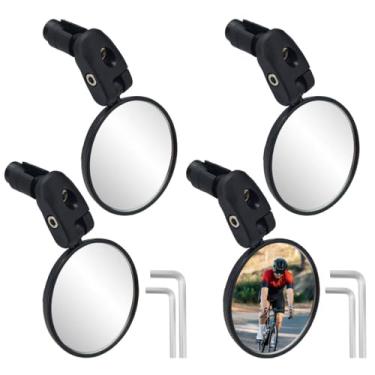 Imagem de LELE LIFE Espelhos de bicicleta, lente convexa HD, espelho retrovisor de bicicleta para guidão, acessórios de extremidade de barra para ciclismo, montanha, bicicleta de estrada Ebike (pacote com 4)