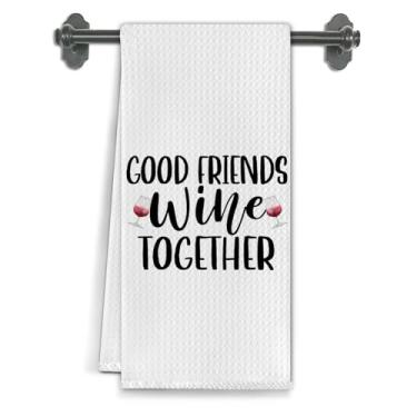Imagem de Elefeltclave Friends Toalhas de cozinha de vinho, presentes para amantes de vinho, toalhas de prato de chá para decoração de bar, carrinho de cozinha, presentes de barman, toalhas de mão decorativas