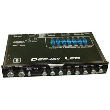 Imagem de DEEJAY LED Equalizador de carro Din único, equalizador de banda Bluetooth 7 sem fio para áudio de carro, desvanecedor de subwoofer, entradas e saídas RCA estéreo, entrada auxiliar no painel frontal