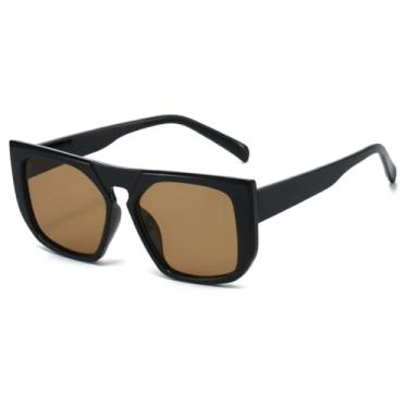 Imagem de Óculos de sol punk quadrado masculino, retrô, cor sólida, moderno, à prova de raios UV, para dirigir, armação grande, protetor solar (C3 Chá Preto)
