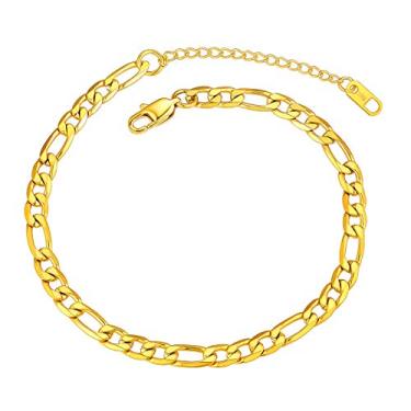 Imagem de Corrente de tornozeleira redimensionável para mulheres, masculina, fígaro/trigo/corda torcida/pulseira de pé cubana - forte com bom fecho - banhado a ouro 18 K (Envie caixa de presente)
