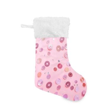 Imagem de GakkiGii Meia de Natal grande de lantejoulas, decoração de Natal para parede de lareira de árvore, 45 x 31 cm