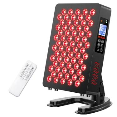 Imagem de Terapia de luz vermelha para corpo e rosto, 70 LEDs, tela sensível ao toque LCD vermelha com luz infravermelha próxima 630-940 nm com temporizador e controle remoto, painel de terapia de pulso
