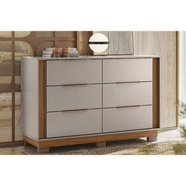 Imagem de Cômoda De Quarto Giardino C- 6 Gavetas E Pés Nogueira Touch-nude Prime - Demóbile