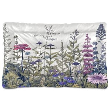 Imagem de SEHANY Cama para cães e gatos com flores silvestres coloridas com fundo antiderrapante, cama de canil, colchão macio para animais de estimação, lavável para cães pequenos, médios e grandes, gatos