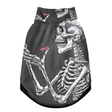 Imagem de SEHANY Casaco de cachorro com tatuagem de caveira para cães pequenos, superquente, à prova de vento, jaqueta de inverno, macia, aconchegante para animais de estimação, moletom para clima frio na neve