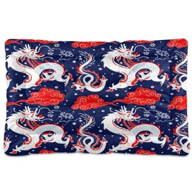 Imagem de SEHANY Cama de dragão vintage para cães e gatos com fundo antiderrapante, caixa de canil, colchão macio para animais de estimação, lavável para cães pequenos, médios e grandes, gatos, 91 x 61 cm