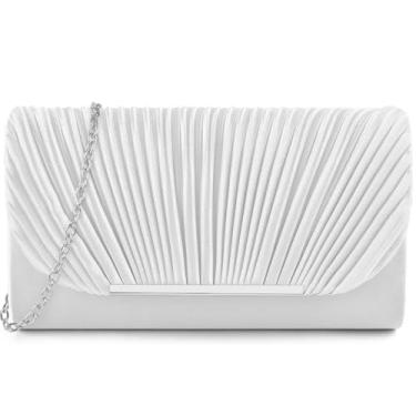 Imagem de TINDTOP Bolsas de mão femininas para noite para festa de casamento formal, coquetel, formatura, bolsa de ombro transversal, A - Branco