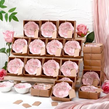 Imagem de SiliFine 24 conjuntos rosa Cielito Lindo lembrancinhas de festa de chá de bebê pequena tigela de cerâmica presentes a granel 3,3 polegadas Platos De Barro Mexicanos Mini Prato de molho com caixa de