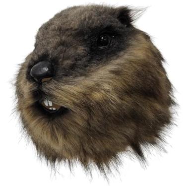 Imagem de Xanmmdylum Máscara de látex com capuz de marmota de animais peludos de luxo, adereços para fantasia de Halloween, adulto
