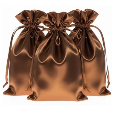 Imagem de Knitial 12,7 cm x 20,3 cm Bolsas de presente de cetim bronze metálico, joias, lembrancinhas de casamento, chá de bebê, Natal, 50 unidades