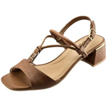 Imagem de Sandália Feminina Salto Bloco Detalhe Metalizado Comfortflex