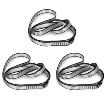 Imagem de VFKENA Correia de nylon para escalada de 18 mm 23KN CE2008/EN566 tiras fortes para escalada, montanhismo, rapel, balanço, rede de ioga, etc. (cinza, 90 cm / 35 polegadas | Pacote com 3)