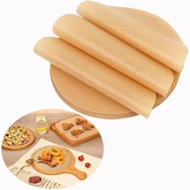 Imagem de 50/100 peças de papel manteiga redondo, papel manteiga resistente para assar, forros antiaderentes marrons pré-cortados, adequados para formas de bolo, cozinhar a vapor, fritadeiras a ar, forros