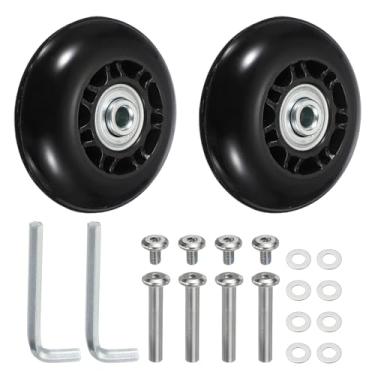 Imagem de YELARXI Replacement Luggage Wheels, Suitcase Wheels Replacement Kit 64x24mm & 1 Set & Rubber & Black - Fitting for (Swivel Caster Bearings Repair/Replacing/Roller Bag/Suitcase/Spinner)
