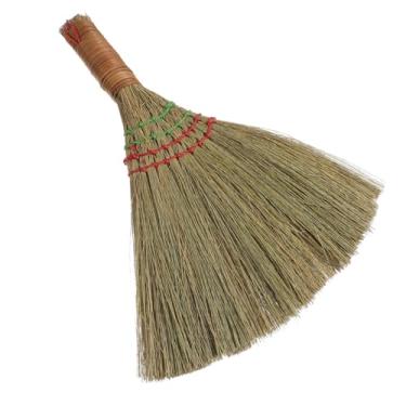 Imagem de TOKIDNY Vassoura de palha pequena com cabo de madeira para limpeza de poeira e detritos para uso interno e externo em varandas e calçadas