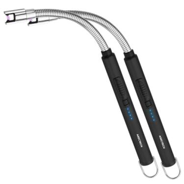 Imagem de ARECTECH Isqueiro Elétrico Arco Vela Sem Chama, Recarregável, USB, Isqueiros Longos para Cozinhar Velas, Churrascos, Fogos de Artifício, Preto, Pacote com 2