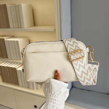 Imagem de Bolsas transversais pequenas para mulheres, bolsas de couro vegano, bolsas de ombro com alça ajustável, Cor branca.