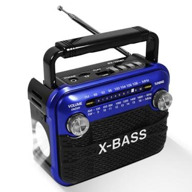Imagem de ottosing Rádio portátil de ondas curtas AM/FM/SW com Bluetooth 5.0, suporta leitor USB/TF, operado por bateria/carregamento USB, X-Bass, sintonizador digital e conector de fone de ouvido, perfeito
