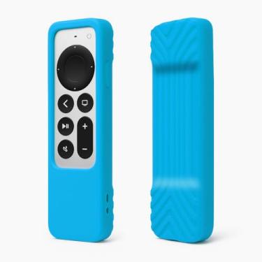Imagem de IRAINSUN Capa de silicone compatível com Apple TV Siri Remote 2ª/3ª geração (2021/2022), capa protetora antiderrapante leve para Apple TV 4K/HD, opções de várias cores (azul claro)