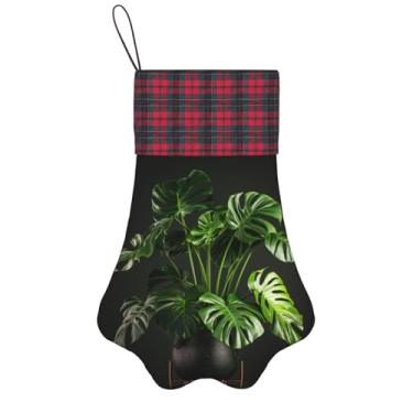 Imagem de SKKNT Monstera Deliciosa Banana Palm Print Meias de Natal Animais de Estimação Decoração de Natal Cães Gatos Árvore Decoração Doce Presente Conveniente