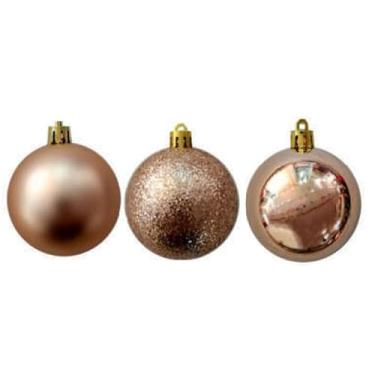 Imagem de Kit 15 Bolas de Natal 4cm – Cores Mistas Champanhe para uma Decoração Sofisticada PREMIUM