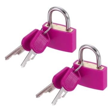 Imagem de PATIKIL Fechaduras pequenas de 3,5 cm com chaves de 3,6 cm de comprimento, 2 fechaduras de mala cobertas de ABS em latão sólido antiferrugem à prova d'água mini cadeado de bagagem para mochila